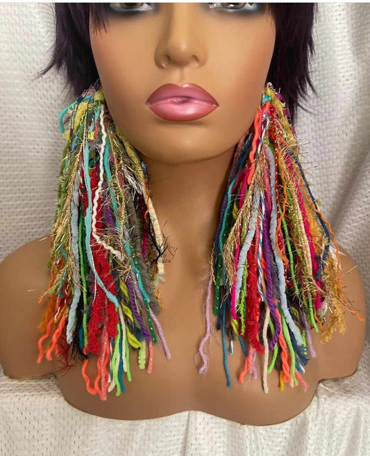 Mix Yarn Wooven Earrings