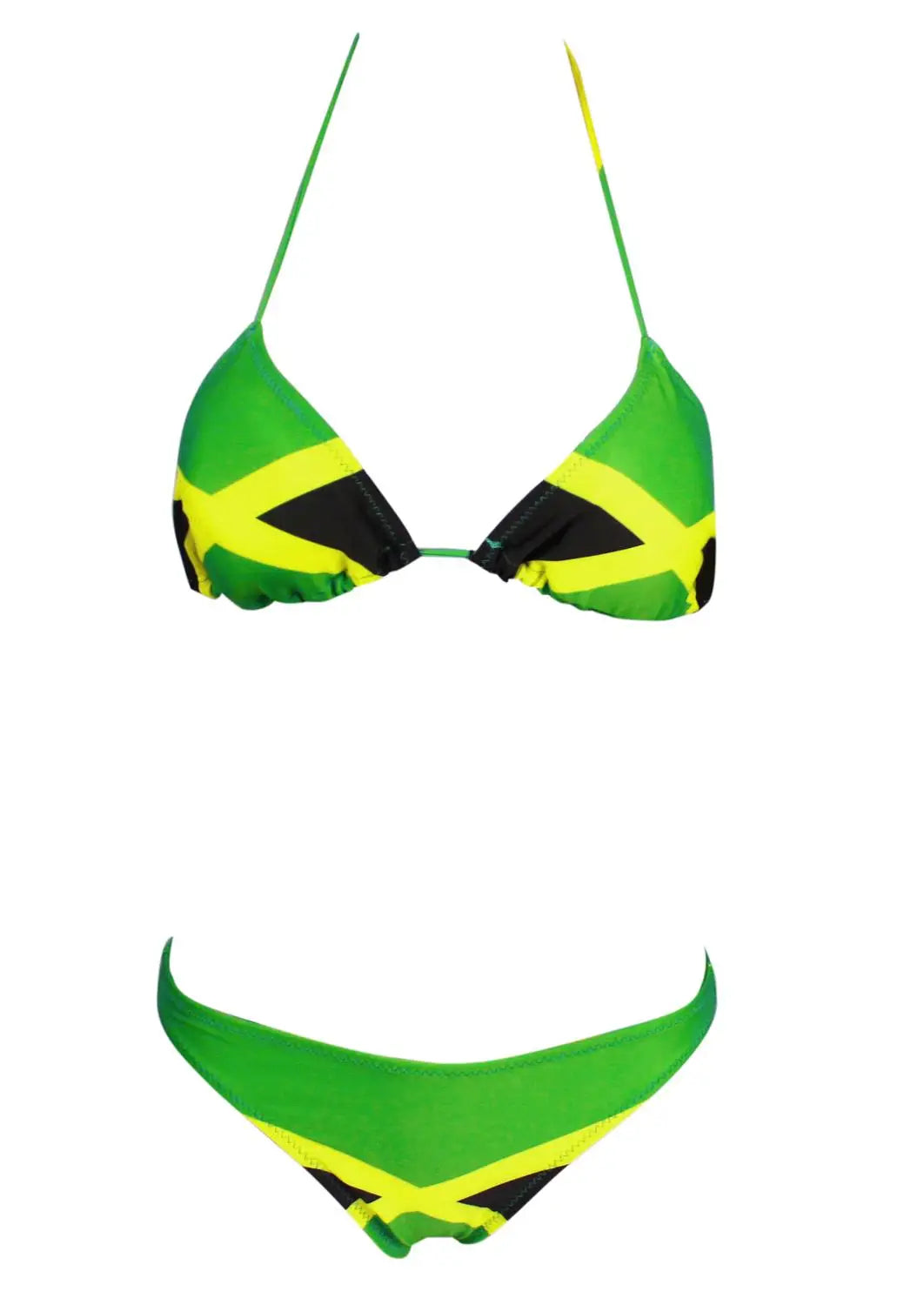 Women's Fashion Caribbean Jamaica Flag Bikini Swimsuit Swimwear