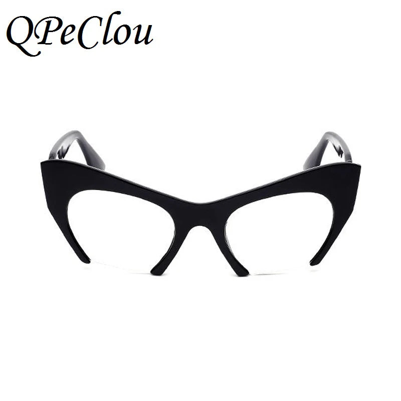 QPeClou Small Half Frame Cat Eye Glasses Frame Women Brand Vintage