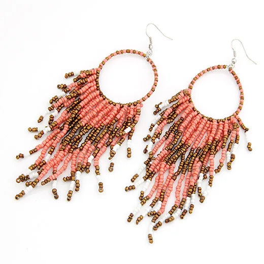 Vintage Ethnic Bohemian Beads Earrings Tassel  Jewelry