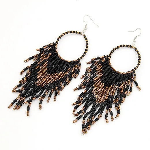 Vintage Ethnic Bohemian Beads Earrings Tassel  Jewelry