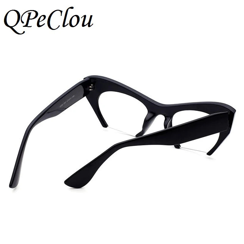 QPeClou Small Half Frame Cat Eye Glasses Frame Women Brand Vintage