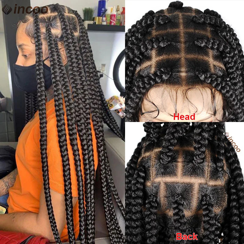 Synthetic Large Box Braided Wigs Jumbo Knotless Cornrows Wig