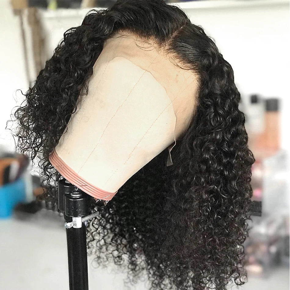 12A Brazilian Kinky Curly Bob Wig Human Hair Lace Frontal Wigs Closure Wig