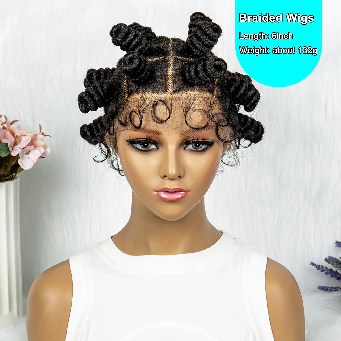 Knotless Braids Wig Synthetic Box Braided Hair Twist Braided Buns Wig