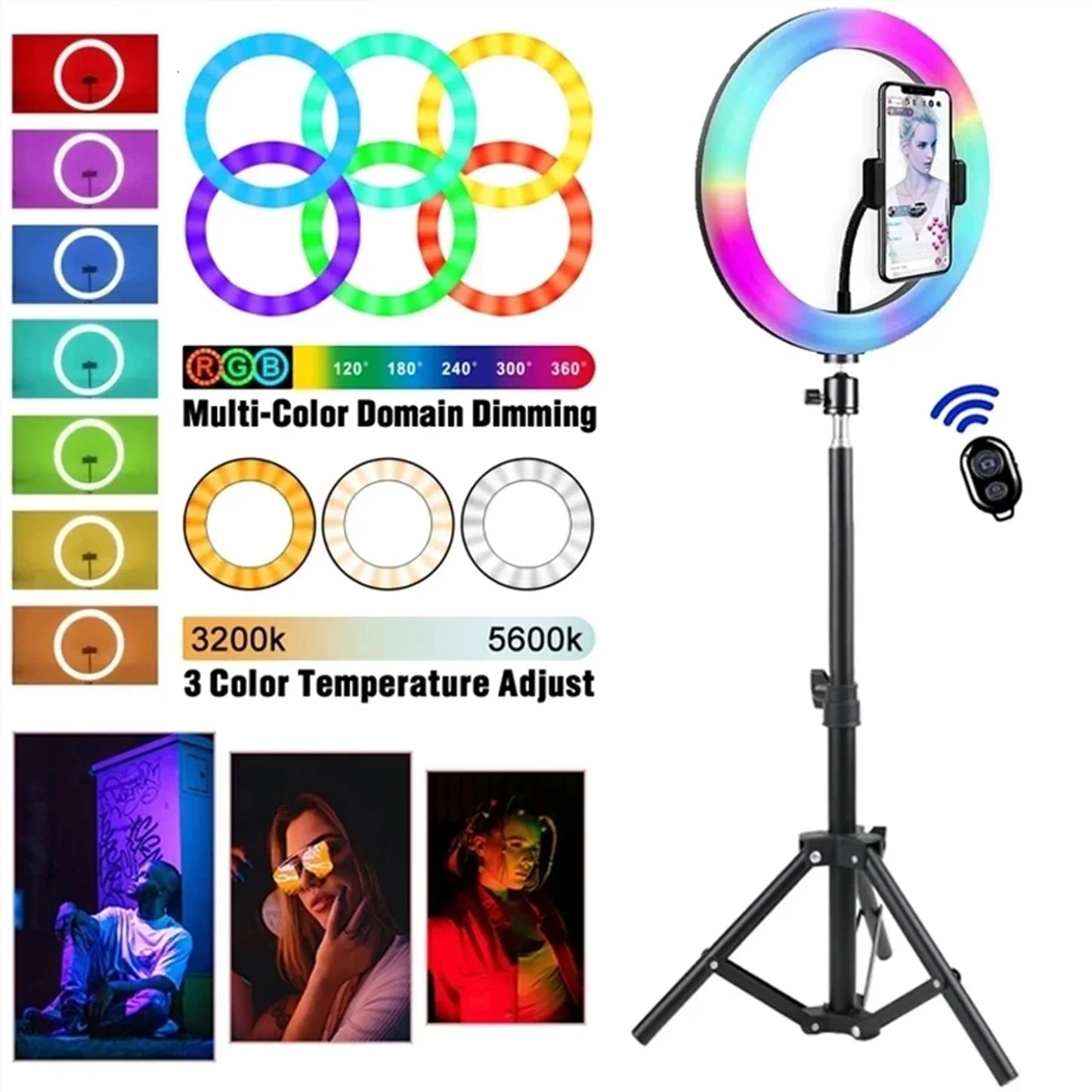 Selfie Ring Light Photography RingLight Circle Fill Light Led Color Lamp