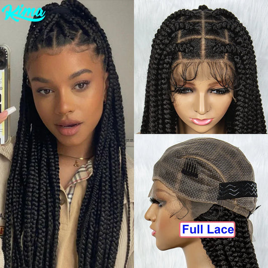 Full Lace Braided Wigs for Black Women Cornrow Braids Synthetic Lace Front Wig