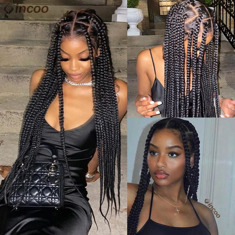 Synthetic Large Box Braided Wigs Jumbo Knotless Cornrows Wig