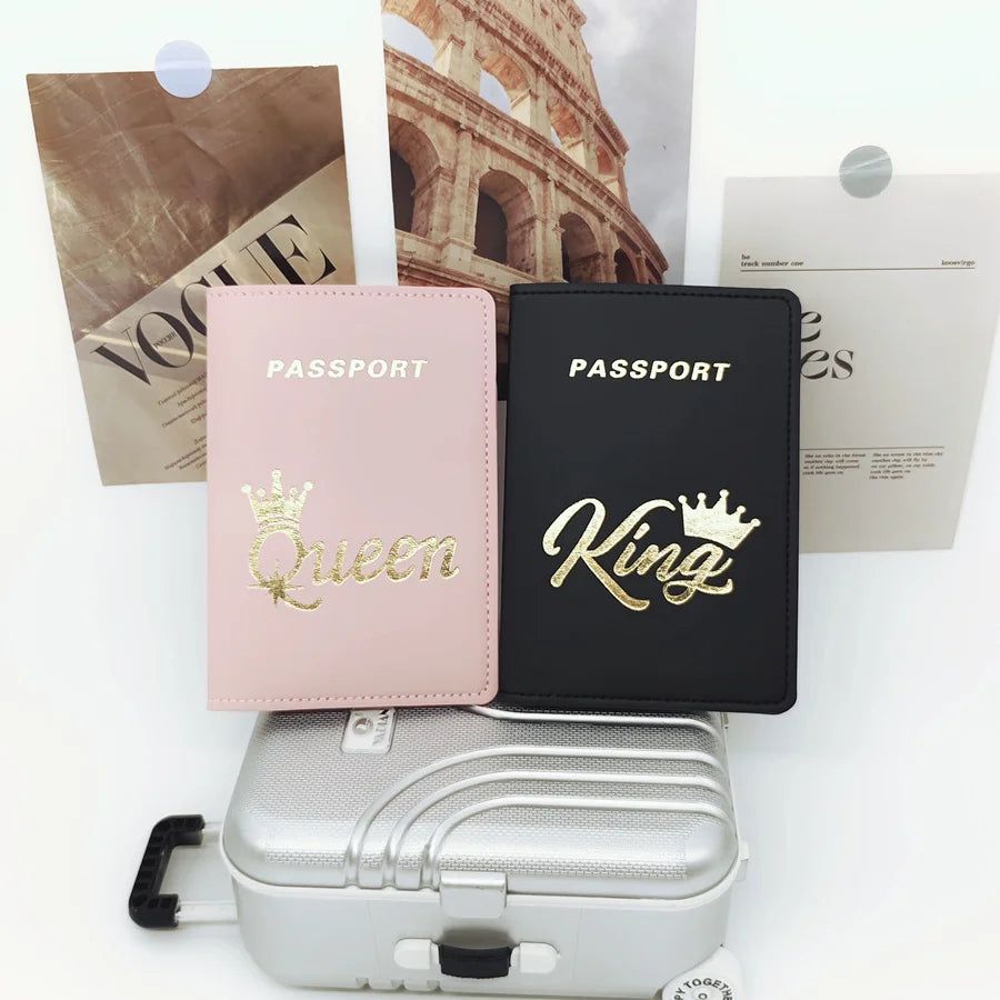 Set QUEEN KING Lovers/Couples PU Travel Accessories Passport Holder