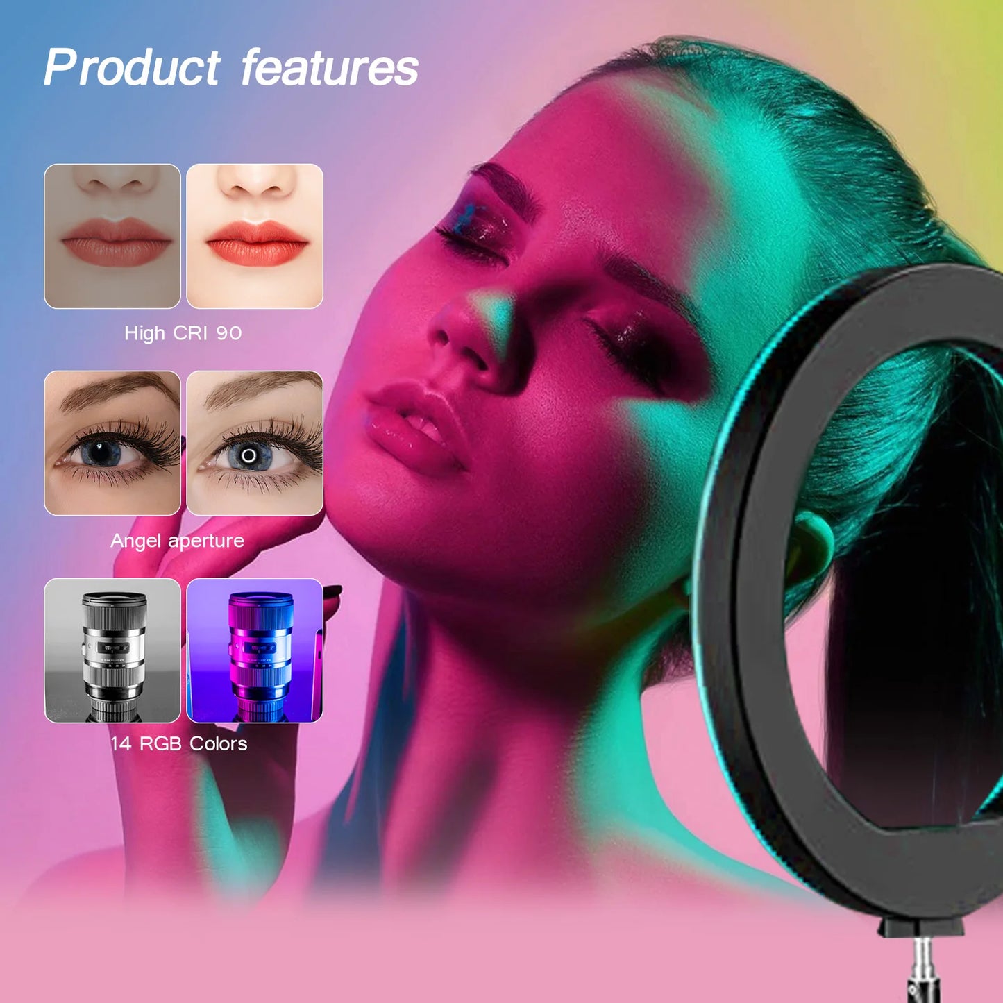 Selfie Ring Light Photography RingLight Circle Fill Light Led Color Lamp