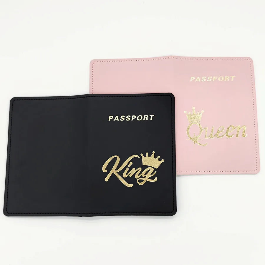 Set QUEEN KING Lovers/Couples PU Travel Accessories Passport Holder