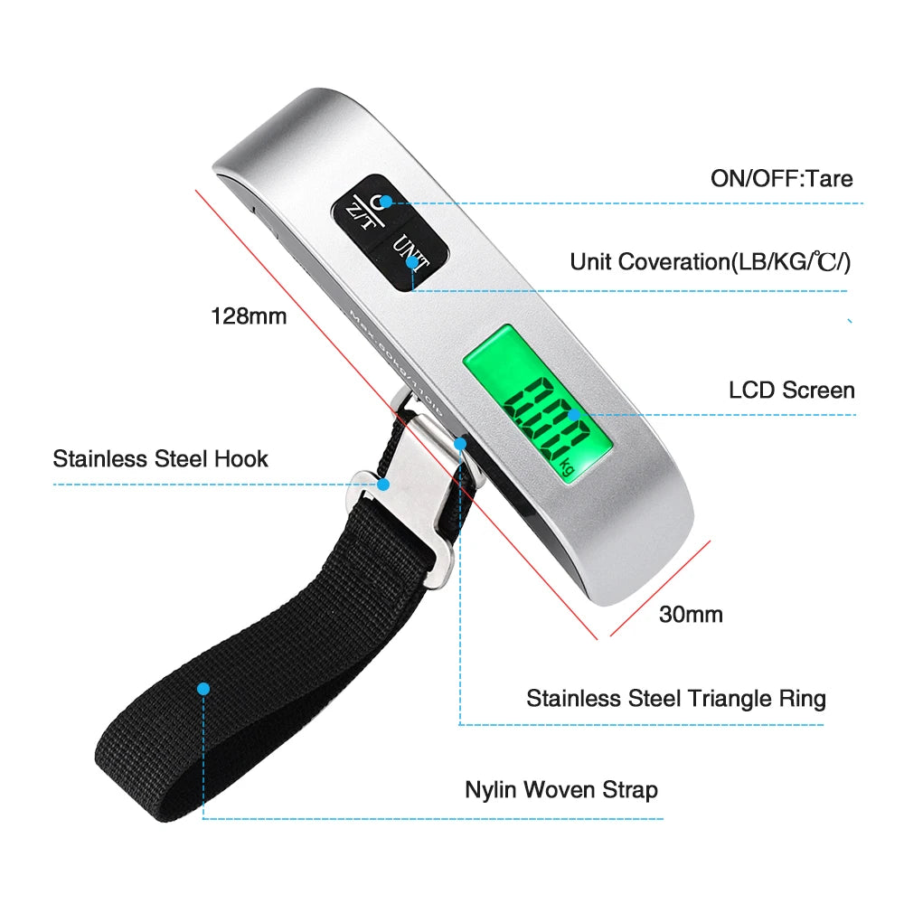 Portable Electronic Luggage Scale LCD Digital Hanging Baggage Scale Suitcase