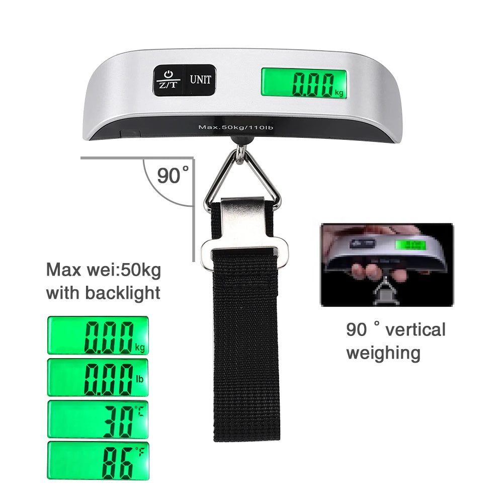 Portable Electronic Luggage Scale LCD Digital Hanging Baggage Scale Suitcase