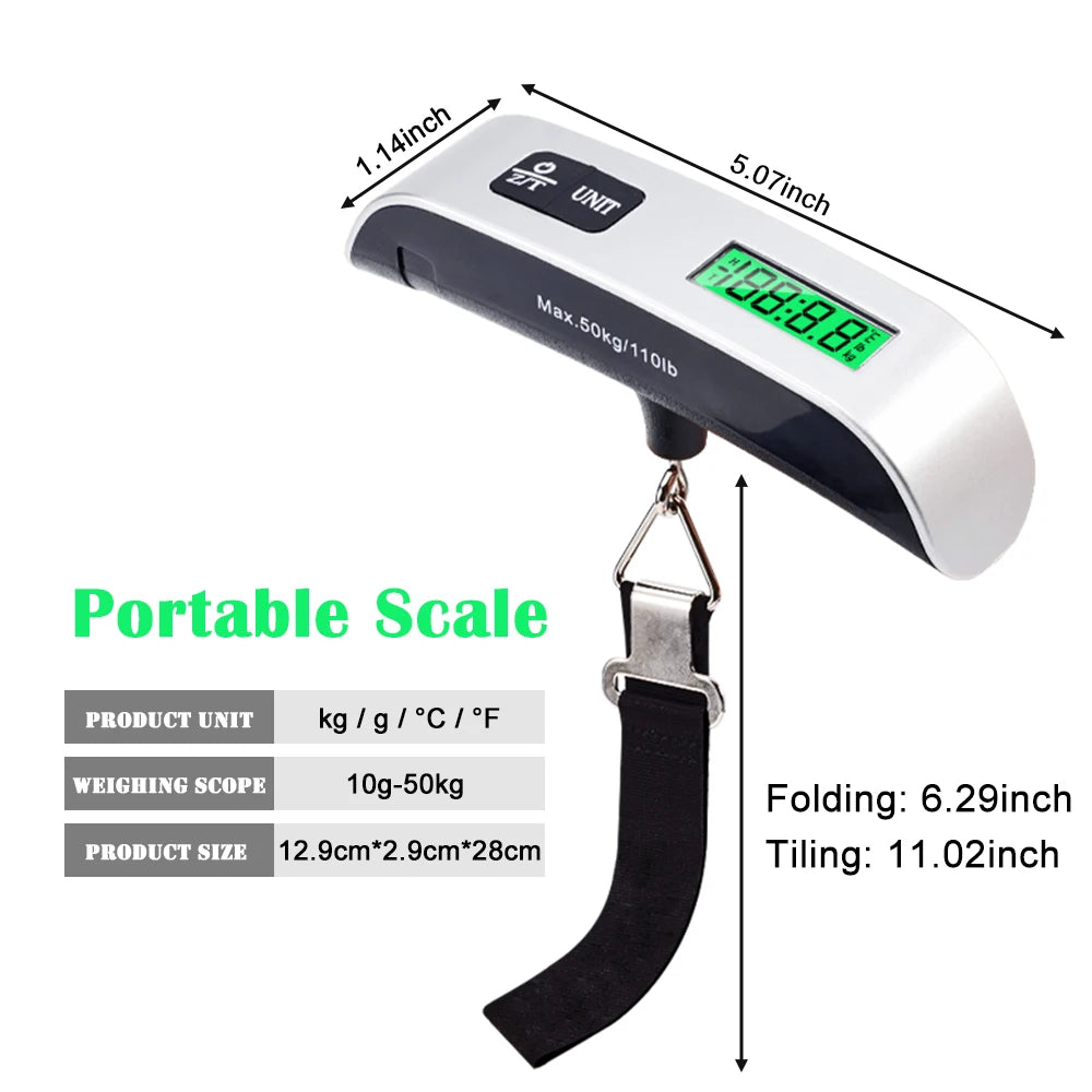 Portable Electronic Luggage Scale LCD Digital Hanging Baggage Scale Suitcase