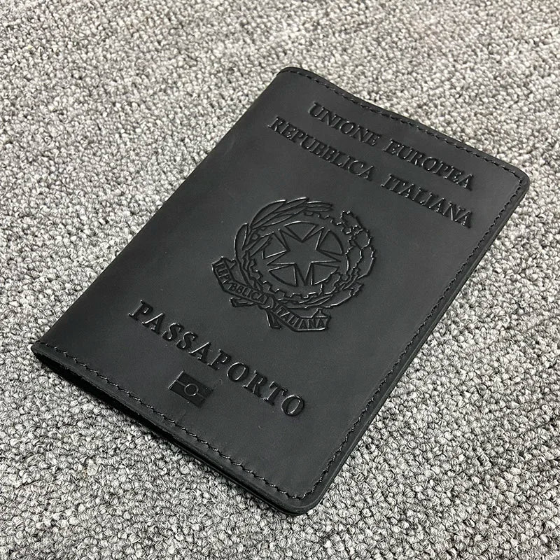 Genuine Leather Italian Passport Cover Travel Passport Case