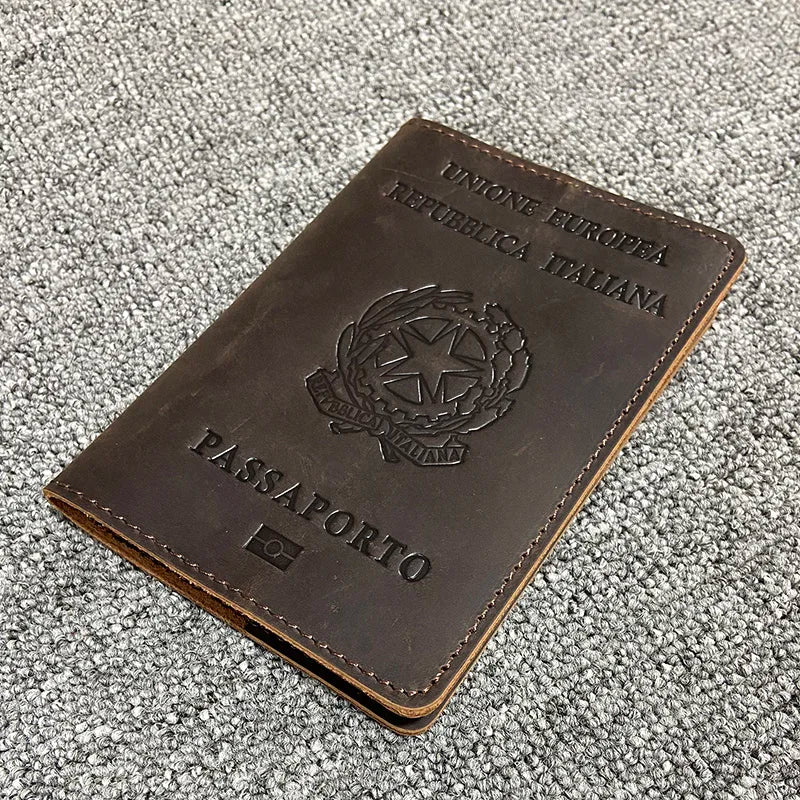 Genuine Leather Italian Passport Cover Travel Passport Case