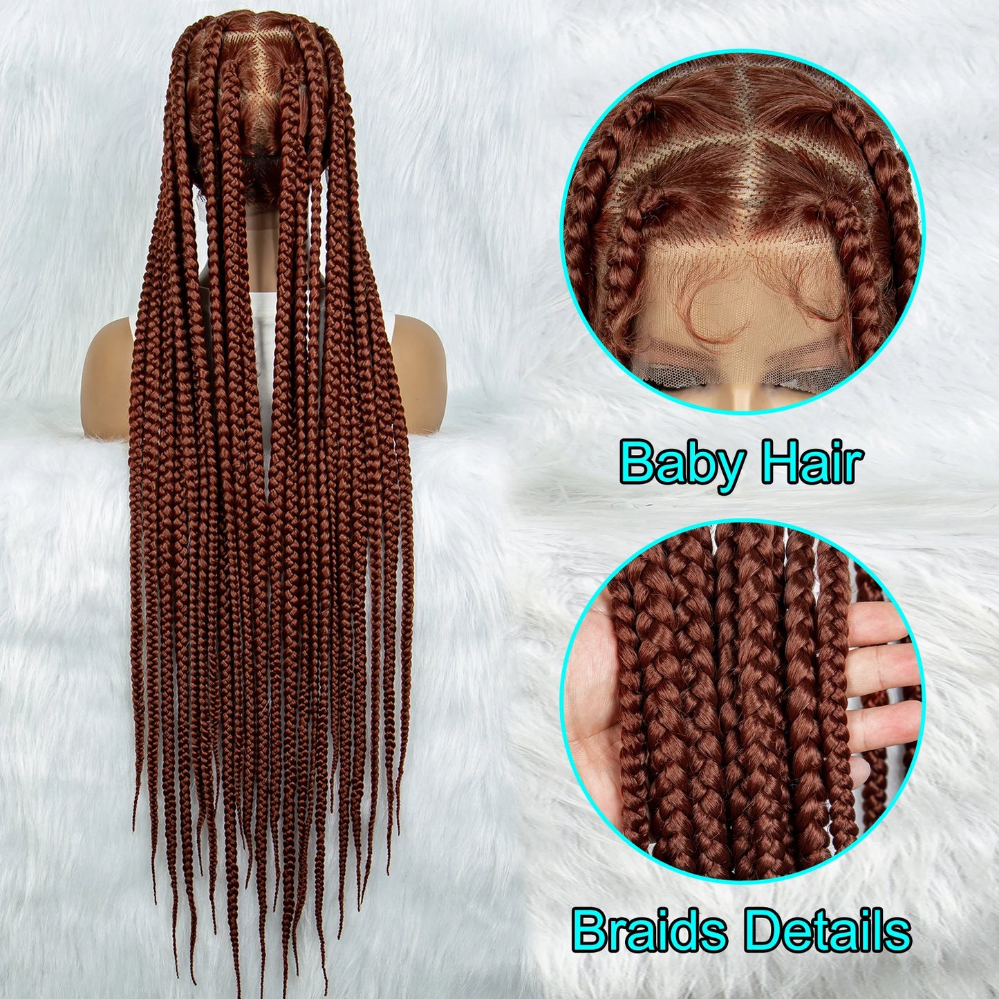 Ginger Cornrow Braids Full Lace Braided Wigs for Black Women