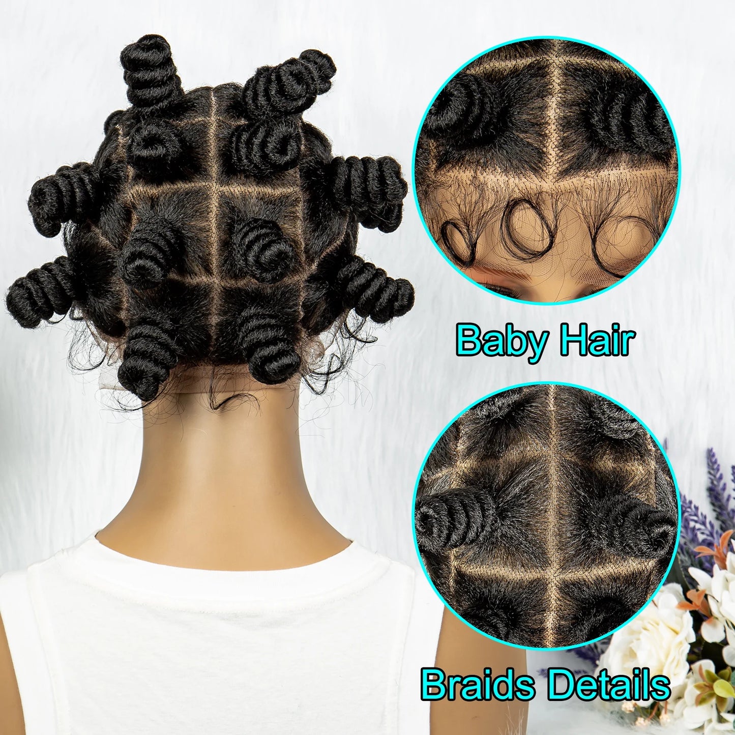 Knotless Braids Wig Synthetic Box Braided Hair Twist Braided Buns Wig