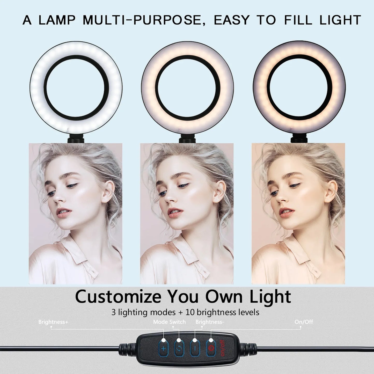 Photo Ringlight Led Selfie Ring Light Phone Remote Control Lamp Photography