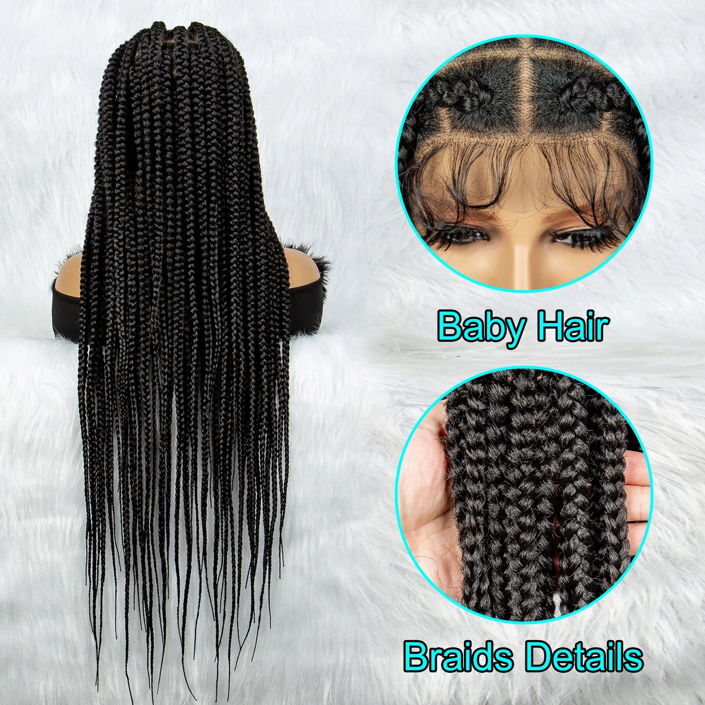 Full Lace Braided Wigs for Black Women Cornrow Braids Synthetic Lace Front Wig