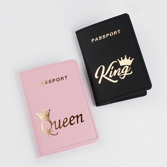 Set QUEEN KING Lovers/Couples PU Travel Accessories Passport Holder