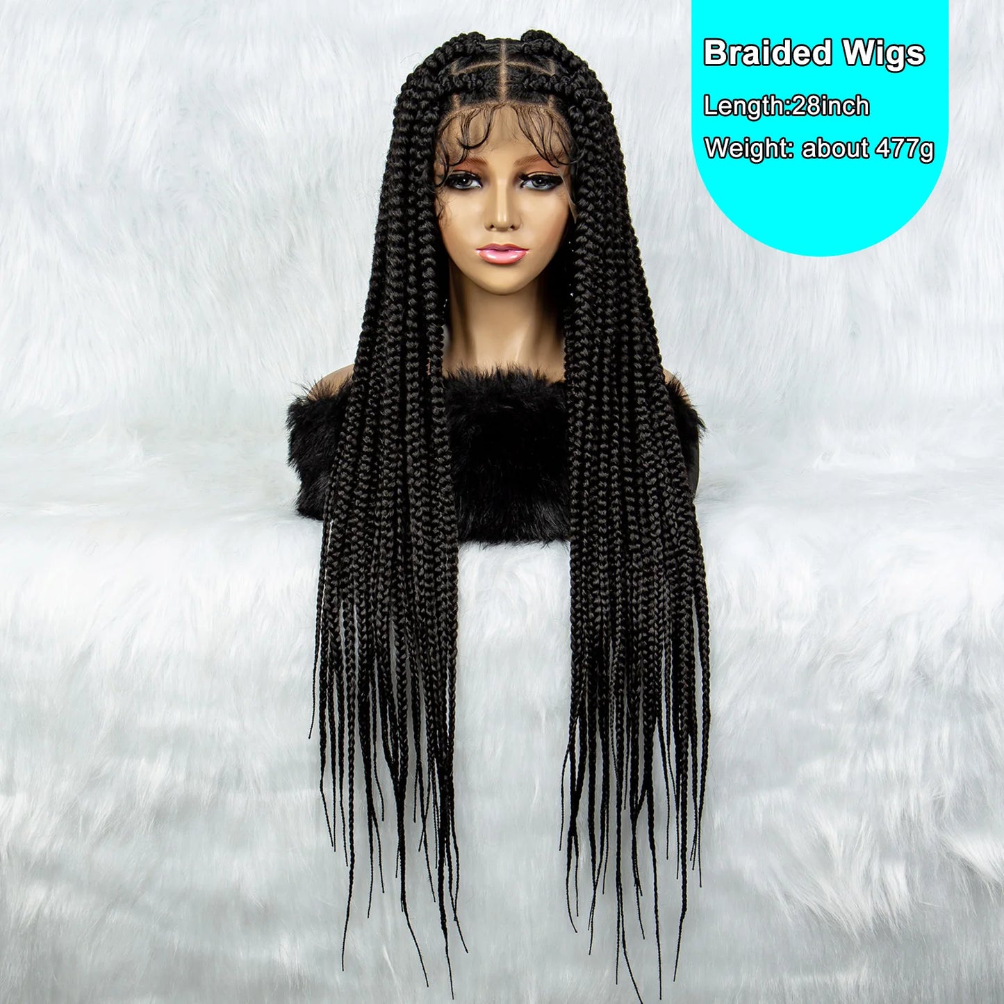 Full Lace Braided Wigs for Black Women Cornrow Braids Synthetic Lace Front Wig