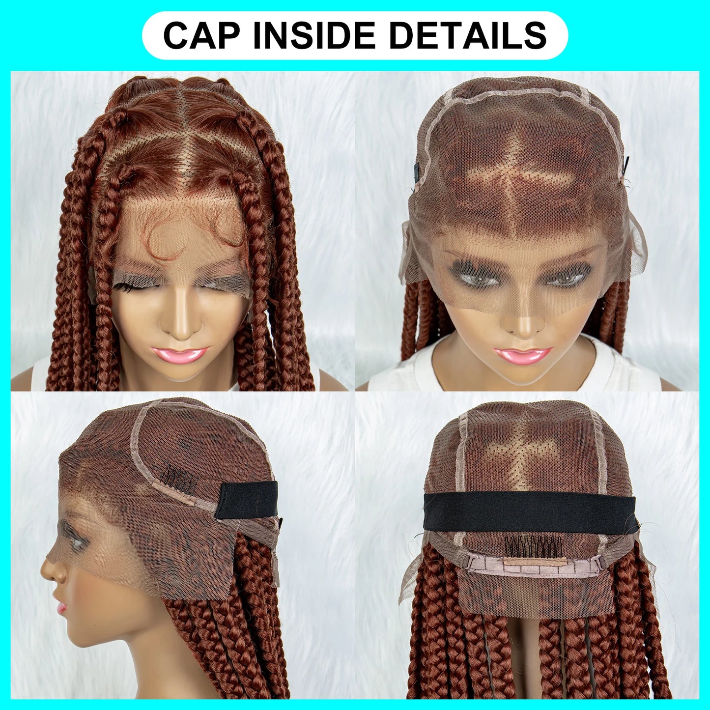 Ginger Cornrow Braids Full Lace Braided Wigs for Black Women