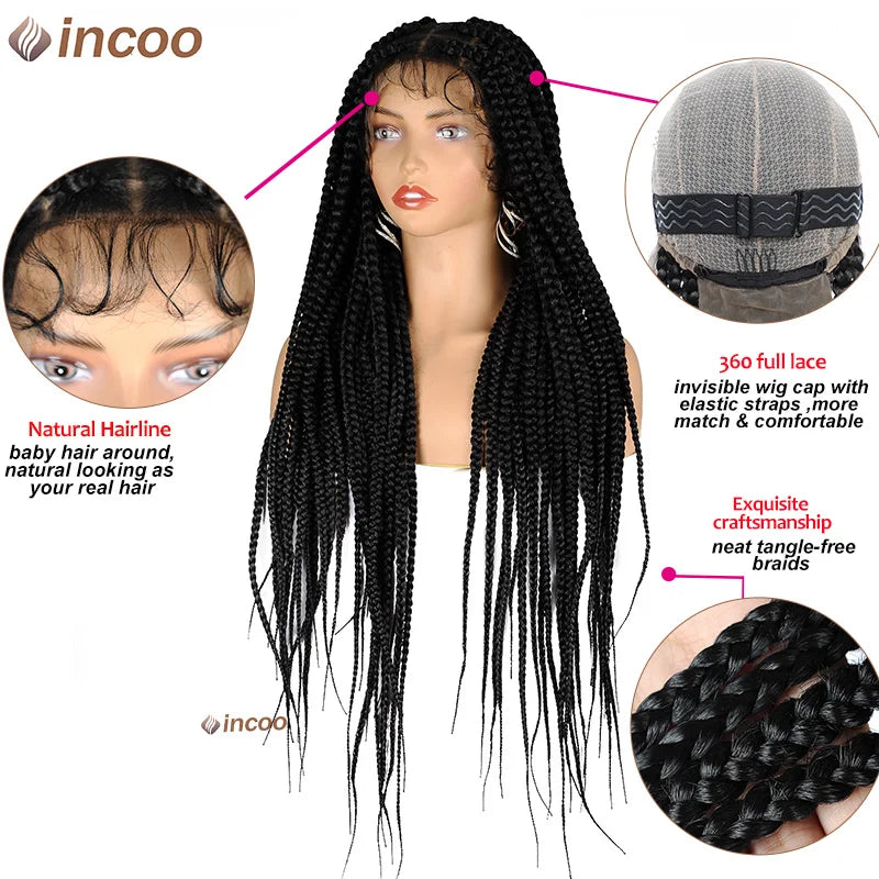 Synthetic Large Box Braided Wigs Jumbo Knotless Cornrows Wig