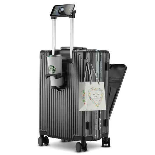 Suitcase Front Opening Aluminum Frame Rolling Luggage