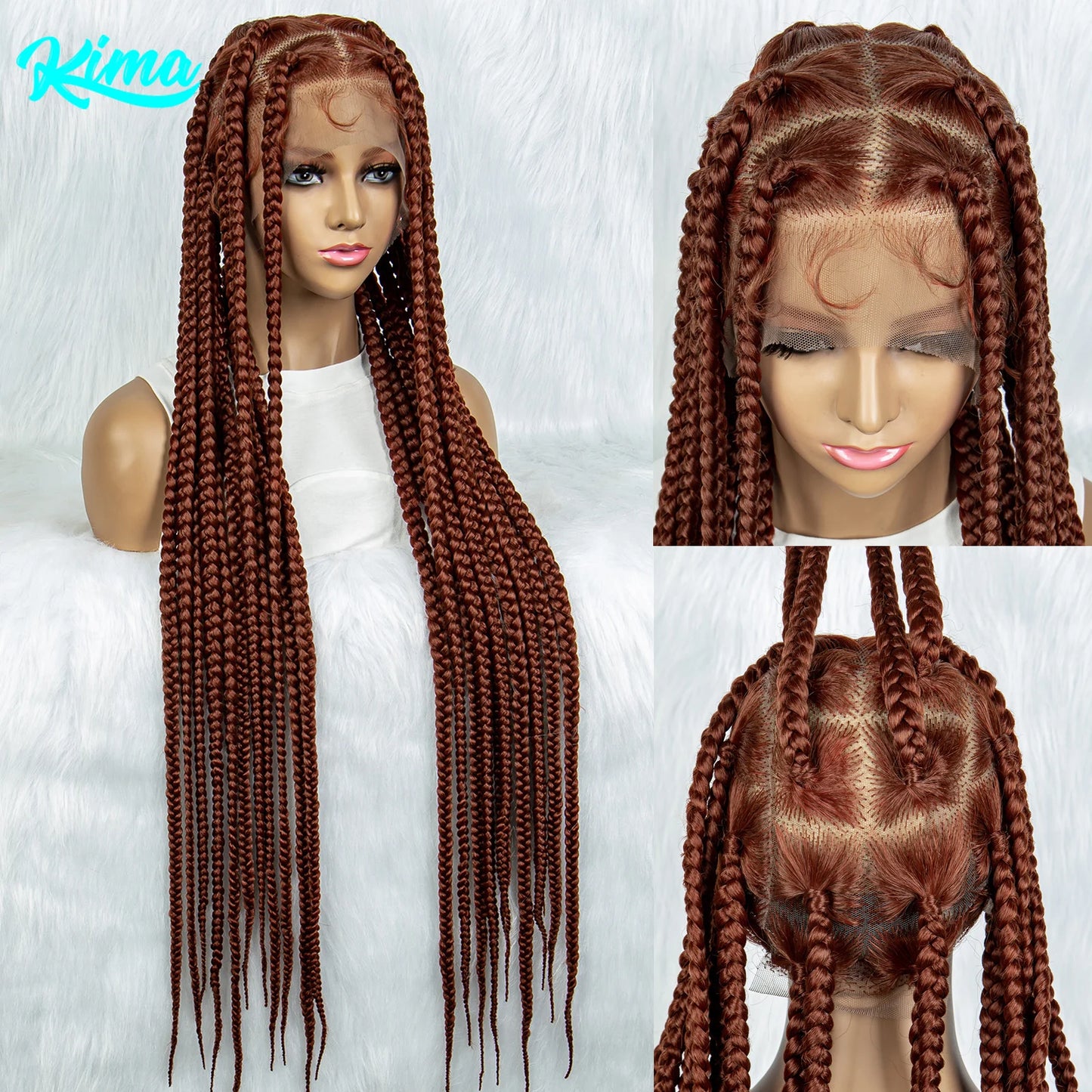 Ginger Cornrow Braids Full Lace Braided Wigs for Black Women