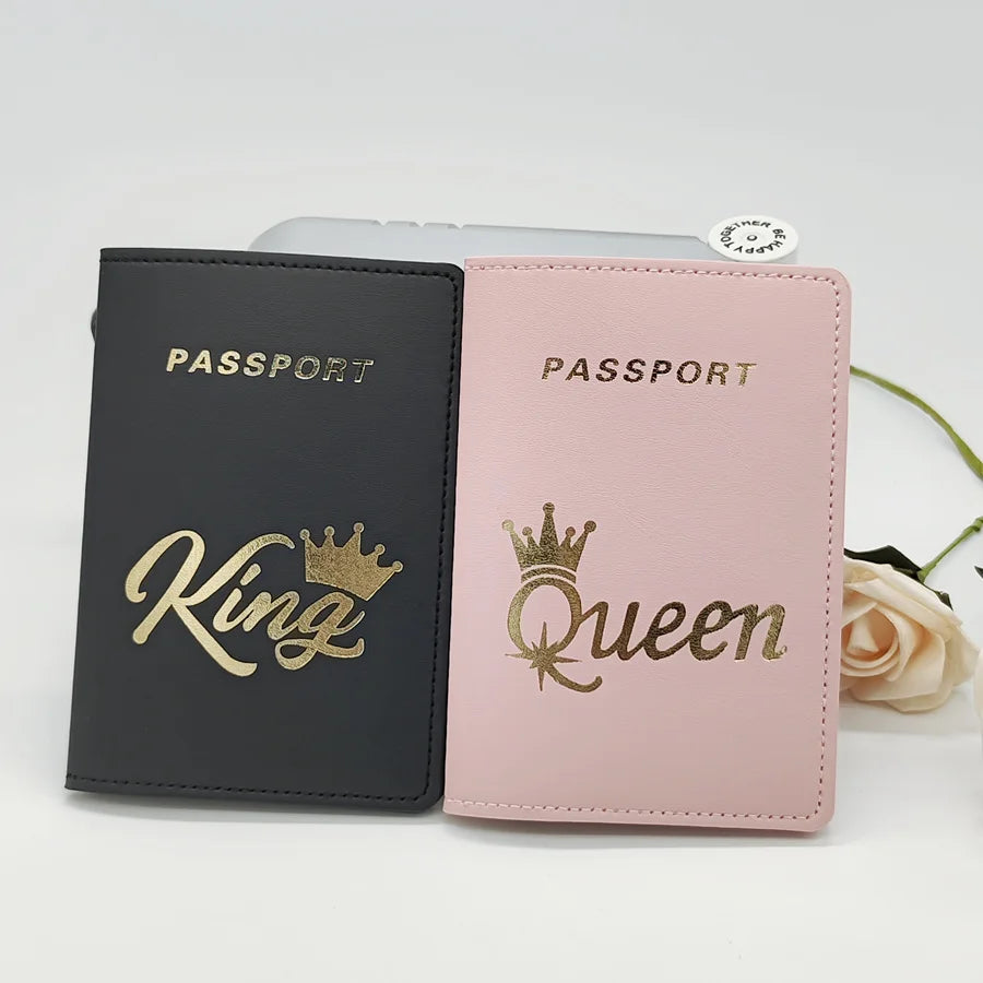 Set QUEEN KING Lovers/Couples PU Travel Accessories Passport Holder